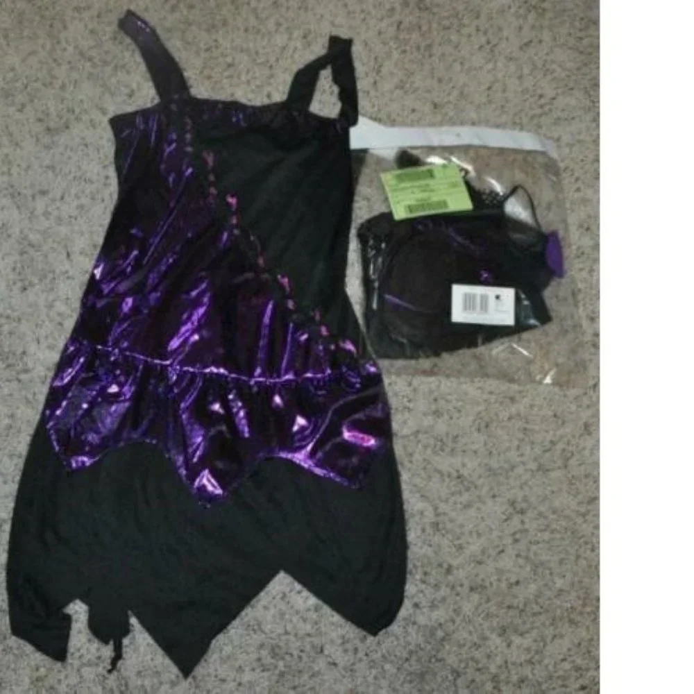 Gothic Fairy Halloween Costume 7/9 Purple Dress 6 Pc Party Teen Junior Girls